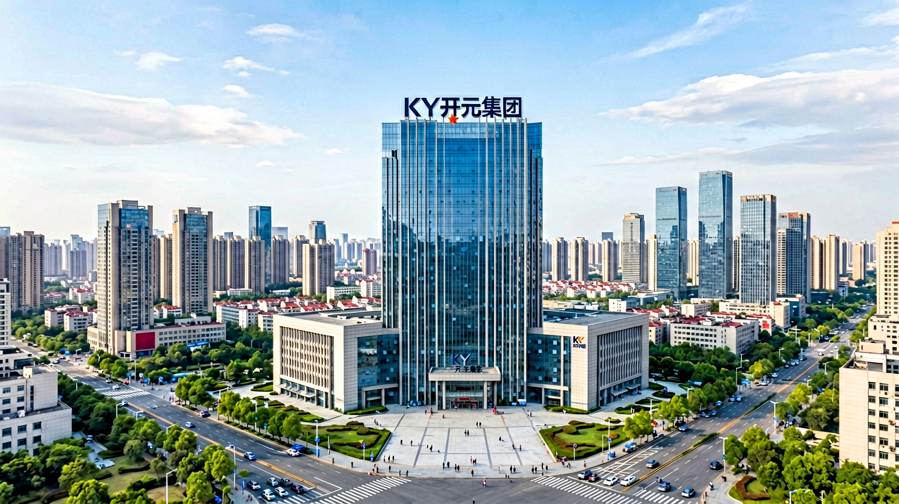KY开元集团总部大楼与城市天际线全景
